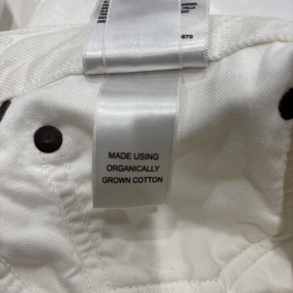 30 Agolde High Rise Short Parker Long Organic Cotton White Button Closure Denim - Picture 16 of 16